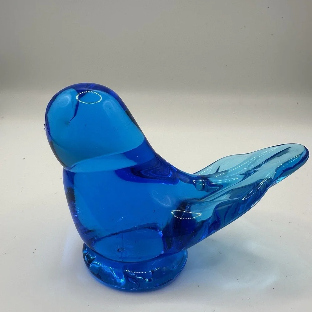 Vtg Leo Ward Glass Blue Bird Bluebird Of Happiness Figurine Signed 1993